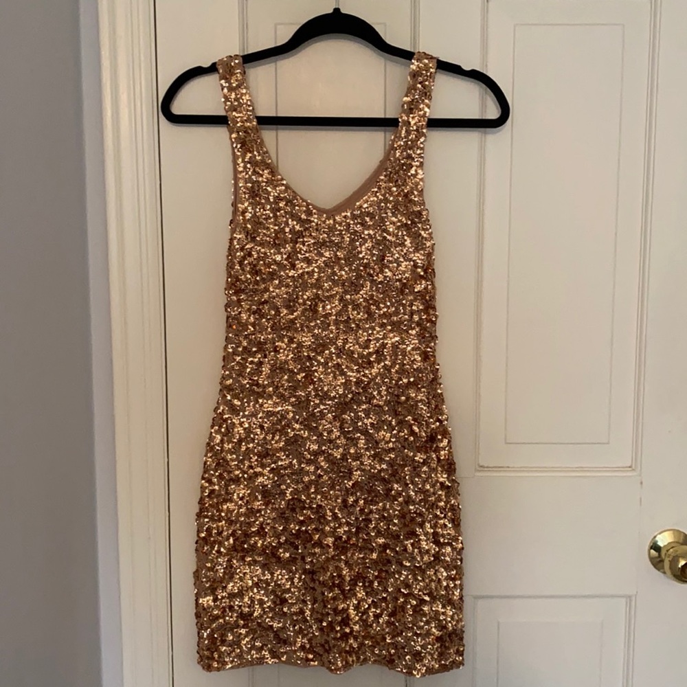 Gold sequin dress